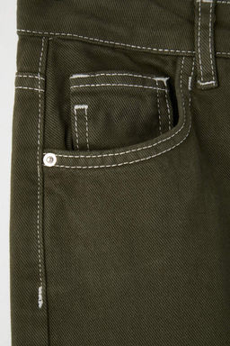 TRENDYOLMILLA Ac?k Mavi Pacas? Kesikli Yuksek Bel Straight Jeans TWOAW25JE00307  фото 23