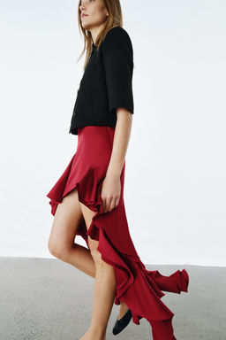 FALDA MIDI VOLANTES ZW COLLECTION / Rojo - Zara фото 2