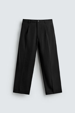 PANTAL?N FLUIDO RELAXED FIT PLIEGUES / Negro