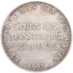 1 талер 1861 года A Пруссия (Горный талер)