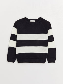 Bisiklet Yaka ?izgili Uzun Kollu Erkek ?ocuk Triko Kazak