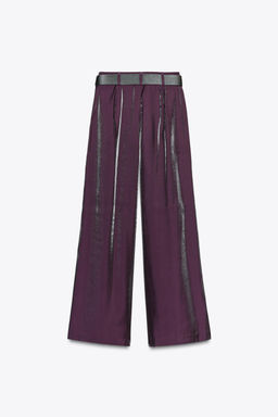 SATIN WIDE-LEG TROUSERS WITH BELT - Zara фото 7