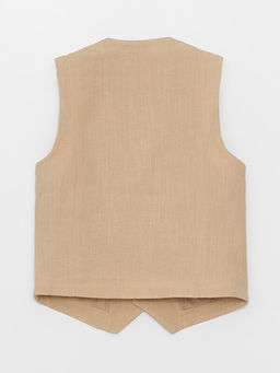 V Yaka Keten Kar???ml? Erkek ?ocuk Yelek - Waikiki фото 2