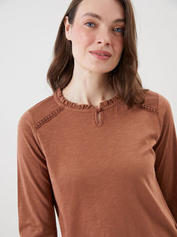 F?rf?rl? Bisiklet Yaka Dantel Detayl? Bluz