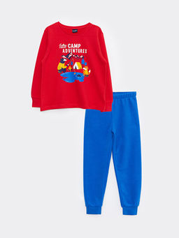 Bisiklet Yaka Bask?l? Uzun Kollu Erkek ?ocuk Pijama Tak?m?