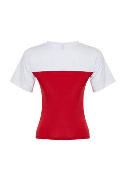 Trendyolmilla Renk Bloklu Fitted/Vucuda Oturan Buzgu Detayl? K?sa Kollu Esnek Orme Bluz TWOSS24BZ00421  фото 16