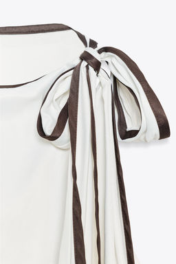 SATIN TOP WITH BOW AND CONTRASTING TRIMS - Zara фото 18