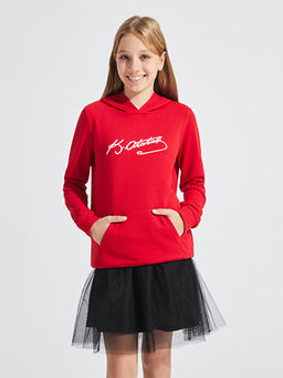 Atat?rk ?mza Bask?l? K?z ?ocuk Hoodie