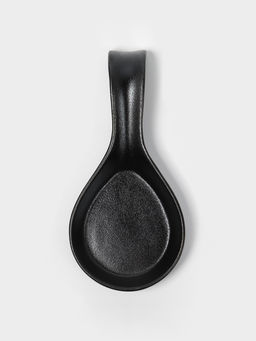 Подставка под ложку с поддоном Magistro «Галактика», фарфор, 23.5×10.5×5 см, чёрная