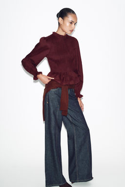 CAMISA NIDO DE ABEJA / Burgundy - Zara фото 5
