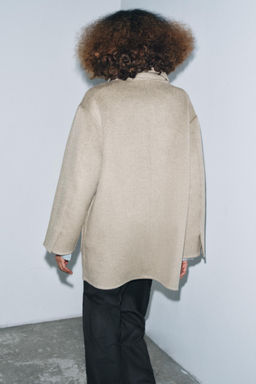 WOOL COAT WITH FAUX FUR COLLAR ZW COLLECTION