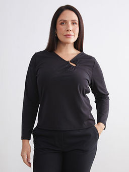 B?y?k Beden V Yaka B?zg?l? Bluz