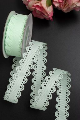 Лента репсовая с ажурными краями, 2 см (SF-3453) мятный №50 - No name фото 2