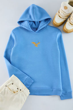 TRENDYOL MAN Mavi Regular/Normal Kesim Hayvan Nak?sl? Ici Polarl? Kapusonlu Sweatshirt TMNAW25SW00094 - Trendyolmilla фото 6