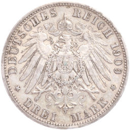 Монета 3 марки 1909 года А Германия (Пруссия)