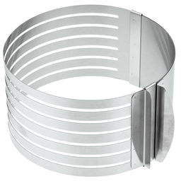 Форма кондитерская из нержавеющей стали для нарезания коржей, раздвижная, д15-20см h8,5см, цветная коробка (Китай)