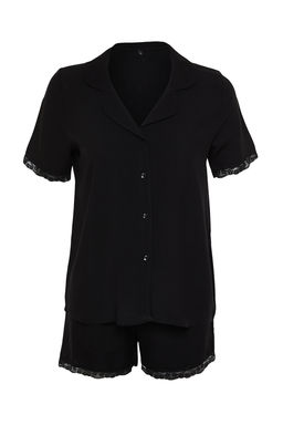 Trendyolmilla Siyah Dantelli Viskon Sortlu Dokuma Pijama Tak?m? THMSS24PT00181  фото 12