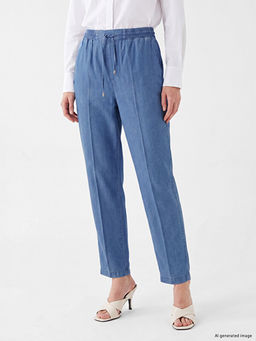 Beli Lastikli Mom Fit Kad?n Jean Pantolon
