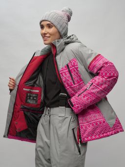 Горнолыжный костюм женский большого размера розового цвета 02272-1R