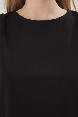 Trendyolmilla Ekru Kolsuz Regular/Normal Kal?p Bisiklet Yaka Krep Orme Bluz TWOSS23BZ00958  фото 10