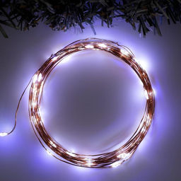 Гирлянда Нить 5 м роса, IP20, медная нить, 50 LED, 2 режима, батарейки AAх3 (нет в комплекте), свечение белое