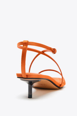 SATIN-EFFECT CROSSOVER STRAP SANDALS - Zara фото 14