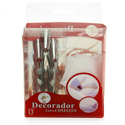 Кондитерский набор 13 предметов Десерт: мешок для крема п/эт, насадка из нержавеющей стали - 12 штук; фиксатор для насадок, в коробке (Китай)