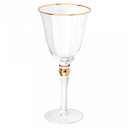 Жаклин Бокал стеклянный 350мл, д9,7см, h21см, тонкостенное, прозрачное стекло, отводка золотом (Китай) Цена указана за штуку. В коробке 4 штуки.