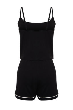 Trendyolmilla Siyah Biye Detayl? Ip Ask?l? Viskon Sortlu Orme Pijama Tak?m? THMSS24PT00004 фото 7