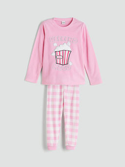 Bisiklet Yaka Polar K?z ?ocuk Pijama Tak?m?