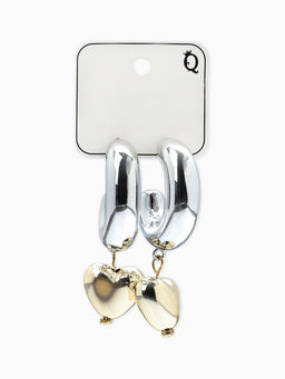 Серьги "Новый стиль", сердечки, цвет серебристо-золотистый d3см