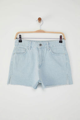 TRENDYOLMILLA Buz Mavisi Pacas? Y?rtmac Detayl? Mini Denim Sort TWOSS25SR00160 фото 6