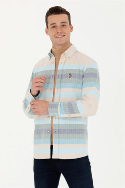 U. S. Polo Assn Мужская синяя рубашка с длинным рукавом - U.s. polo assn фото 3