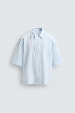 CAMISA POLO BOXY FIT TEXTURA / Celeste - Zara фото 7