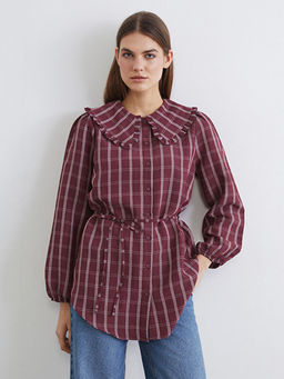 Bebe Yaka Ekose Kad?n G?mlek Tunik