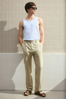 Pantal?n en mezcla de lino Regular Fit - H&m фото 3