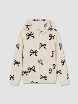 Kap??onlu K?z ?ocuk Pel?? Fermuarl? Sweatshirt
