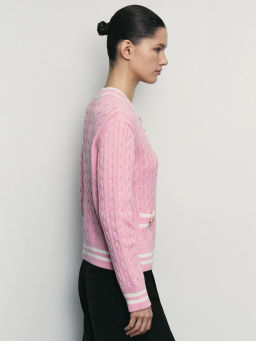 Кардиган с рельефным рисунком из хлопка / Zarina  фото 4