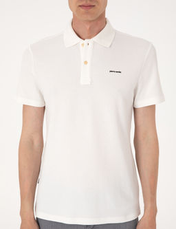 Ekru Slim Fit _rme Dokulu Polo Yaka Ti__rt