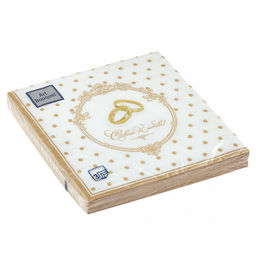 Салфетки бумажные "Art Bouquet" 33х33см, 3-х слойные, 20 штук в упаковке, 100% целлюлоза, "Барокко. Золотые обручальные кольца" (Россия)