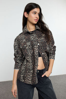 TRENDYOLMILLA Cok Renkli Animal Leopar Desen Dokuma Blazer Ceket TWOAW25BC00042  фото 2