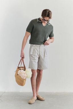 Erkek Ta_ Oversize Fit Gabardin Kemer Detayl_ _ort & Bermuda TMNSS25SR00025