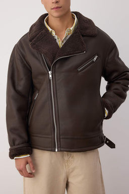 Siyah Regular Fit Suni Deri %100 PU Ici Polarl? Kal?n K?sl?k Erkek Mont TMNAW26MO00005 - Trendyolmilla фото 10
