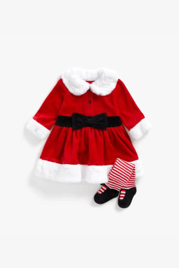 mothercare / Комплект: колготы, платье Новый год  фото 2