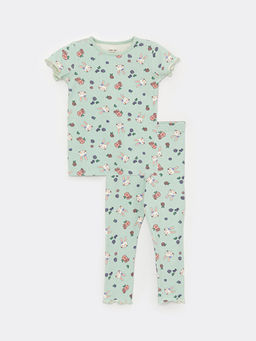 Bisiklet Yaka Bask?l? K?z Bebek Pijama Tak?m