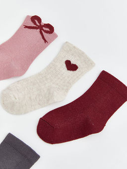 Kalp Desenli K?z Bebek Soket ?orap 5li