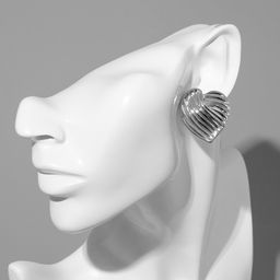 Серьги металл Сердца лист, цвет серебро