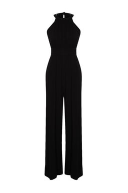 Siyah Beli Buzgu Detayl? Genis Paca Maxi Dokuma Tulum TWOSS23TU00121