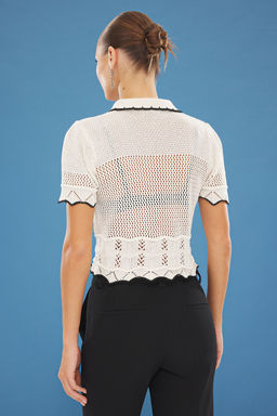 Ekru Bebe Yaka Ajurlu Bluz TWOSS25BZ00198 - Trendyolmilla фото 5