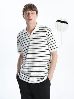 Polo Yaka ?izgili Erkek Dokulu Ti??rt